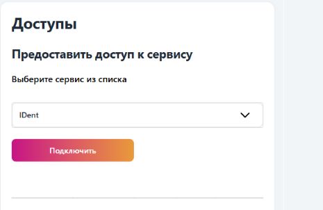Выбор IDent в разделе Доступы личного кабинета Avecme